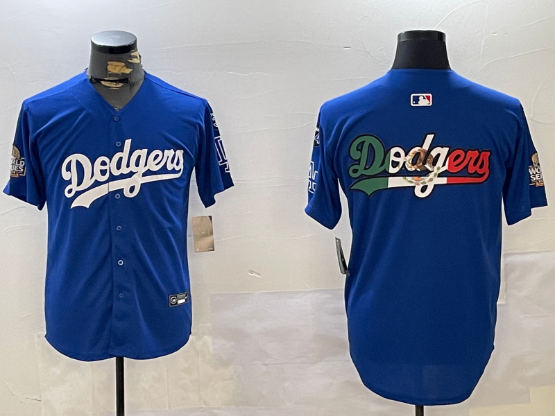 Men Los Angeles Dodgers blank 2024 World series patch blue jersey 20241120127